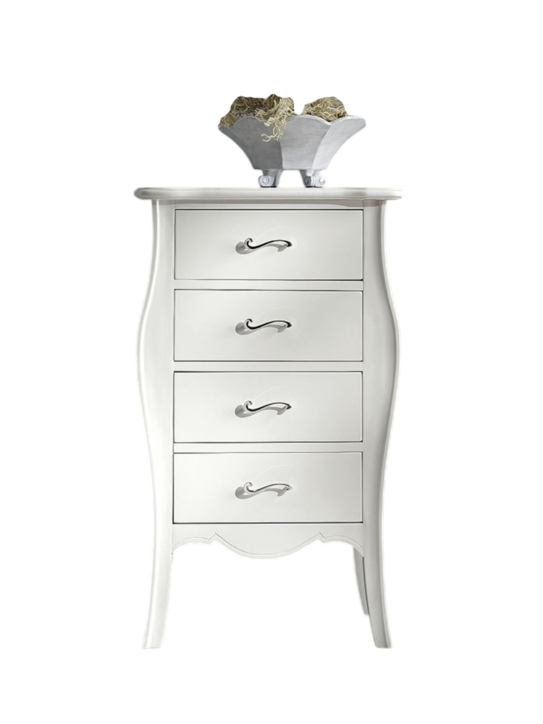 Cassettiera 4 cassetti bombata legno massello bianco Photoroom